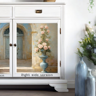 Papier Mousseline Château Rose Cour Florale Rose Bleu