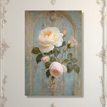 Château vintage de France Bleu rose Floral Découpa