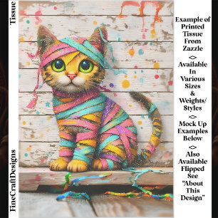 Papier Mousseline Chaton Fantaisiste, Rubans & Paillettes ED3L Décou
