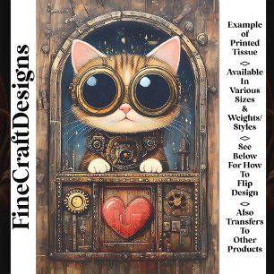 Papier Mousseline Chaton marbré Steampunk Fantasy AR2 Découpage