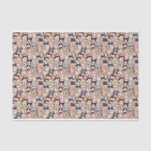 Papier Mousseline Chats Anime répétant le motif