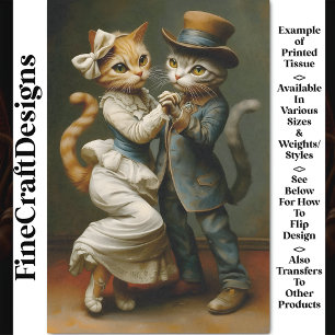 Papier Mousseline Chats Danseurs Élégamment Habillés Mignons BX1 Déc