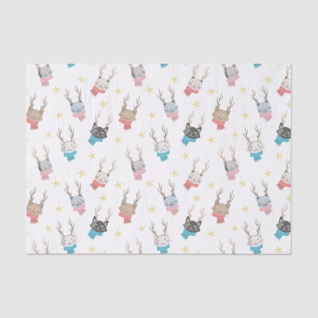 Papier Mousseline Chats De Vacances 'Meowny Christmas' En Motif Antl (Recto)