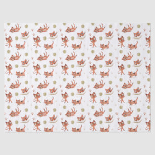 Papier Mousseline Chats mignons et pelotes de laine