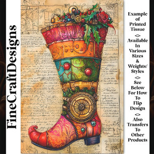 Papier Mousseline Chaussette de Noël ambiance Steampunk BL4 Découpag