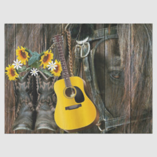 Papier Mousseline Chaussures de cowboy du Western Horse Guitar Sunfl