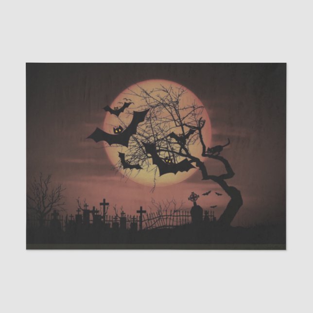 Papier Mousseline Chauve-lune de récolte éffrayante d'orange et cime (Recto)