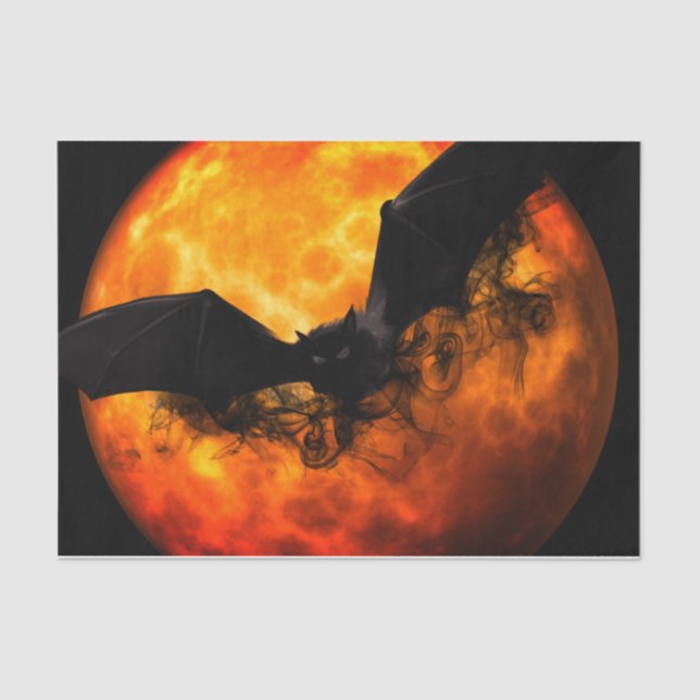 Papier Mousseline Chauve-souris et moisson lune tomber noir orange é (Recto)