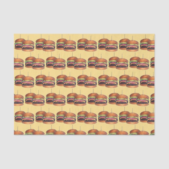 Papier Mousseline Cheeseburger Hamburger Sliders Bar Pub (Recto)