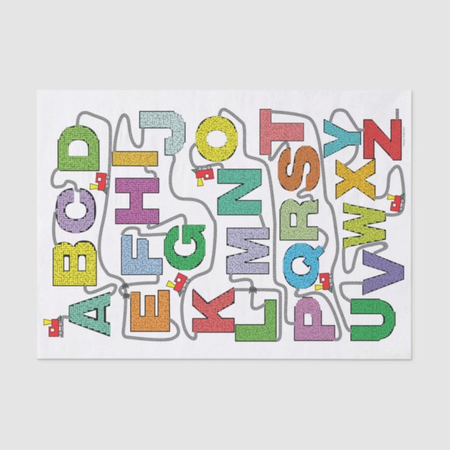Papier Mousseline Chemin de fer Alphabet Maze Puzzles (Recto)