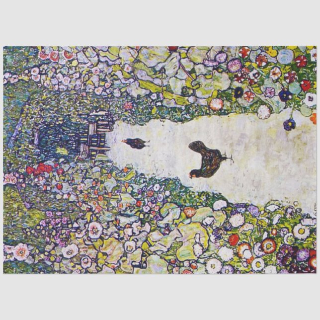 Papier Mousseline Chemin du jardin avec les poulets, Gustav Klimt (Recto)