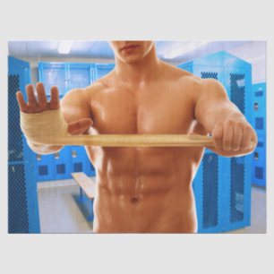 Papier Mousseline ChemiseSlipperyJoe homme musclé torse nu abs poitr