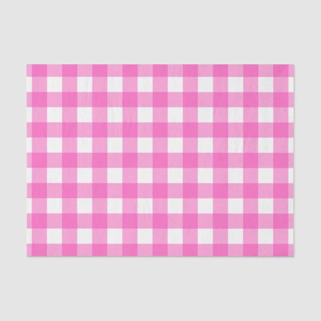 Papier Mousseline Chèques de buffles blancs roses modernes (Recto)