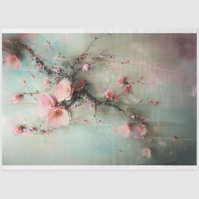 Papier Mousseline Cherry Blossom Branch, Abstrait Realism (Recto)