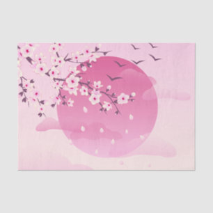 Papier Mousseline Cherry Blossom Paysage japonais rose