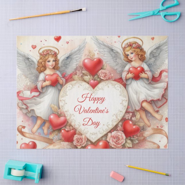 Papier Mousseline Cherub Angels Valentines Day  (Artisanat)