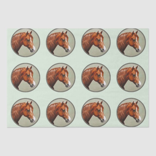 Papier Mousseline Chestnut Morgan Cheval Sage Vert (Recto)