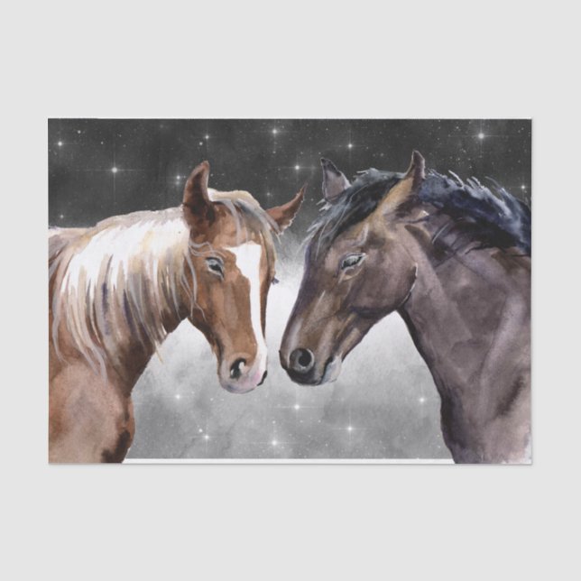 Papier Mousseline Cheval Aquarelle Ciel nocturne (Recto)