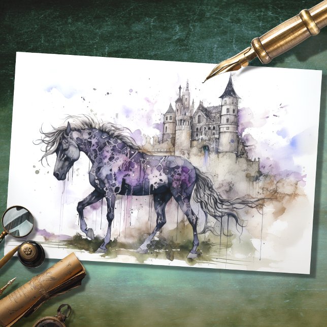 Papier Mousseline Cheval avec Castle 1 Papier de découpage (Créateur téléchargé)