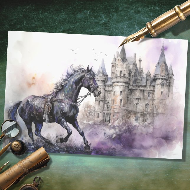 Papier Mousseline Cheval avec Castle 2 découpage papier (Créateur téléchargé)