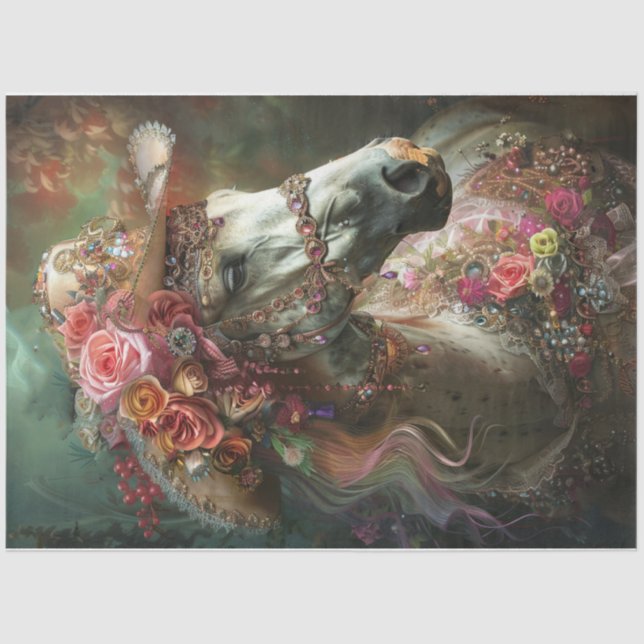 Papier Mousseline Cheval blanc éclaboussé de couleur (Recto)