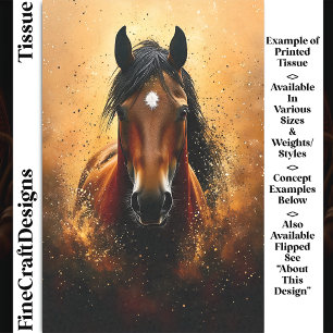 Papier Mousseline Cheval Brun Marron, Or & Noir DF1R Découpage