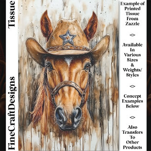 Papier Mousseline Cheval Chesnut Sheriff Cowboy En Découpage DD6 Cas