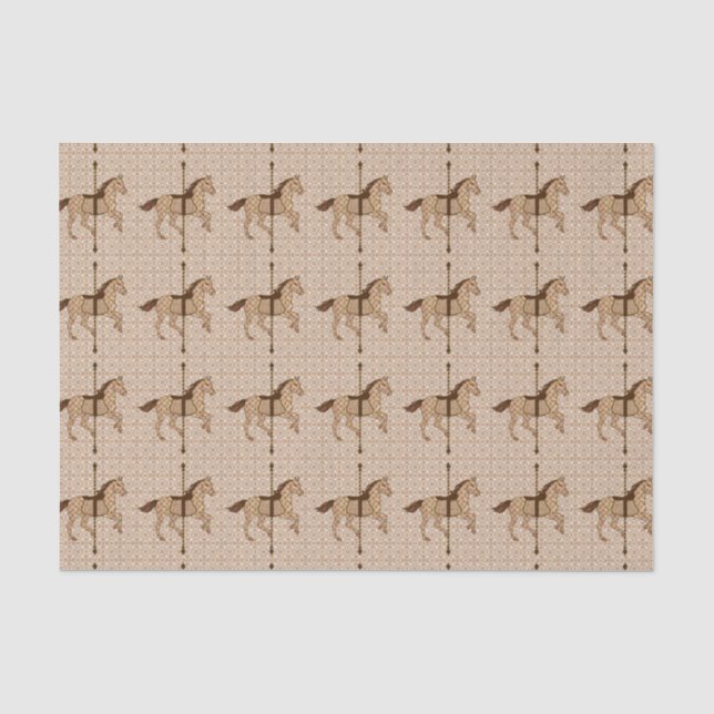 Papier Mousseline Cheval de carrousel - Chocolat Brown et Tan (Recto)