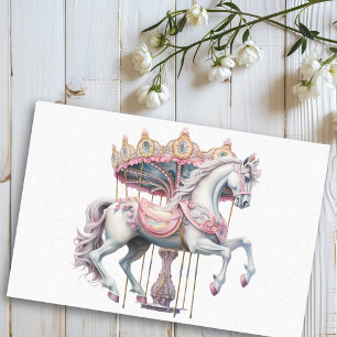 Papier Mousseline Cheval de carrousel Imaginaire aquarelle