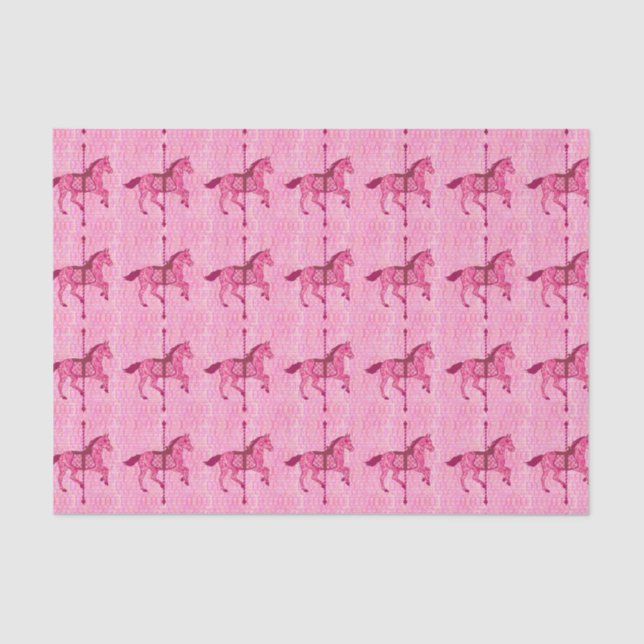 Papier Mousseline Cheval de carrousel - rose de fuchsia (Recto)