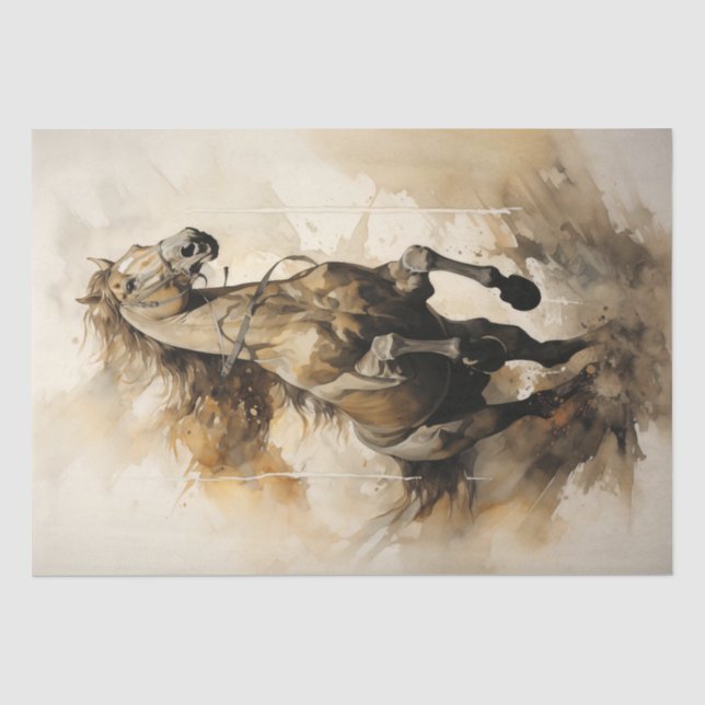 Papier Mousseline Cheval de Galloping dynamique en aquarelle (Recto)