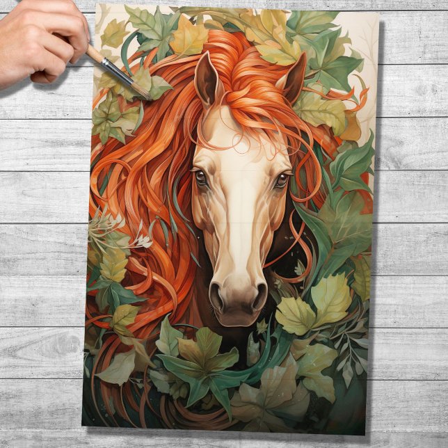 Papier Mousseline Cheval En Feuillage 1 Papier Découpage (Créateur téléchargé)