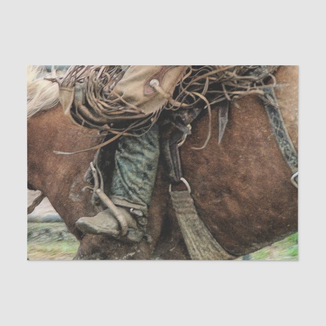 Papier Mousseline Cheval équitation Western Rodeo Cowboy (Recto)
