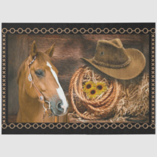 Papier Mousseline Cheval Lasso Cowboy Casquette Grange Tournesols St