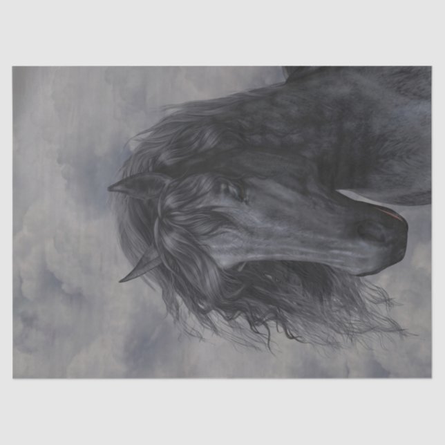 Papier Mousseline Cheval noir (Recto)