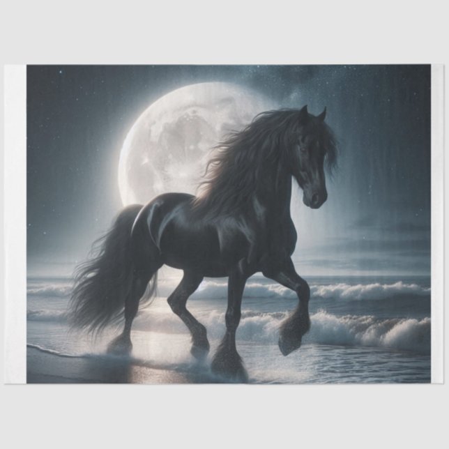 Papier Mousseline Cheval noir (Recto)