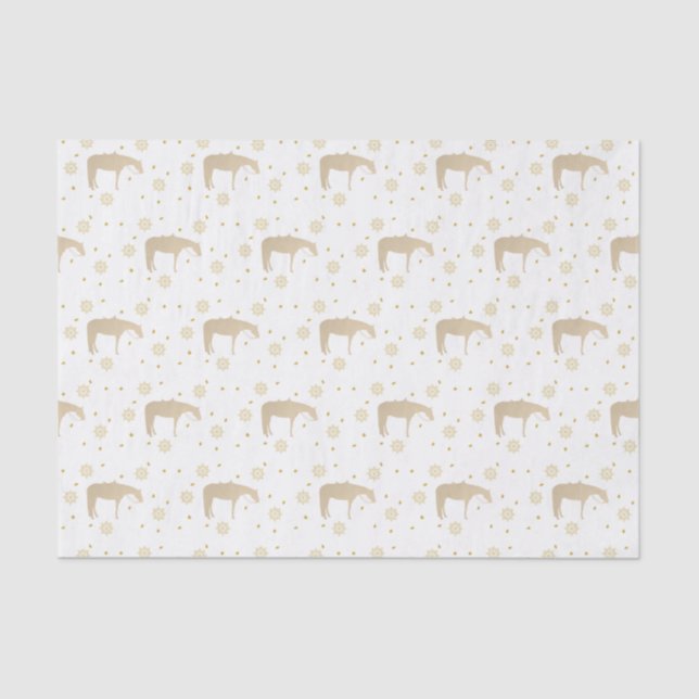 Papier Mousseline Cheval occidental blanc d'or de parchemin de (Recto)