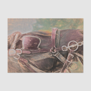 Papier Mousseline Cheval occidental rustique art vintage campagne