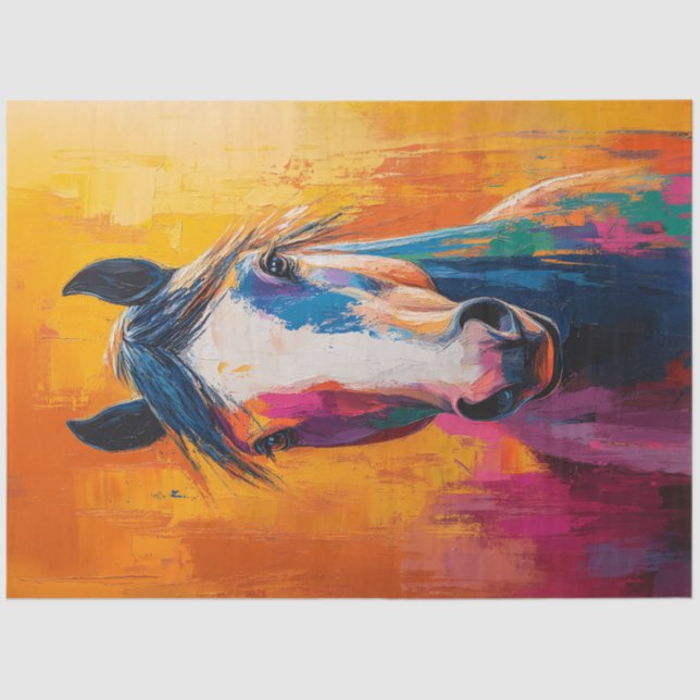 Papier Mousseline Cheval Pop Art Style peinture numérique Découpage (Recto)