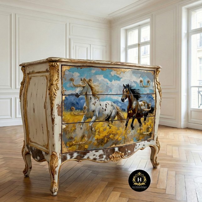 Papier Mousseline Cheval Sauvage Mustang Découpage rustique (Créateur téléchargé)