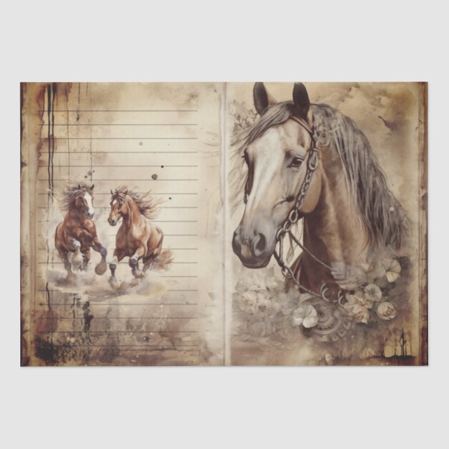 Papier Mousseline Cheval Shabby Chic Junk Journal papier (Recto)
