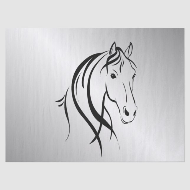 Papier Mousseline Cheval tête sur argent (Recto)