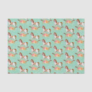 Papier Mousseline Cheval Vintage à la roche avec Motif Floral Bouque