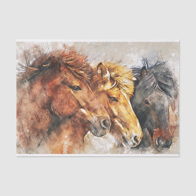 Papier Mousseline Chevaux (Recto)