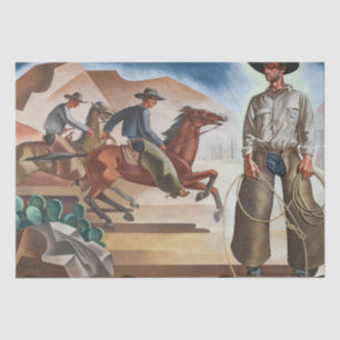 Papier Mousseline Chevaux à cheval Cowboy Tissu Papier