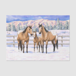 Papier Mousseline Chevaux Appaloosa En Peau De Bouche En Neige