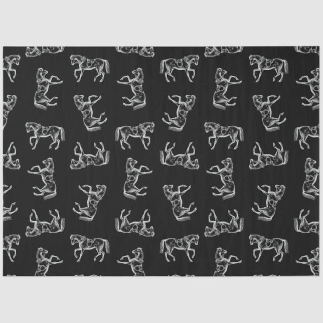 Papier Mousseline Chevaux d'antan Imprimer Motif d'art animal de fer (Recto)