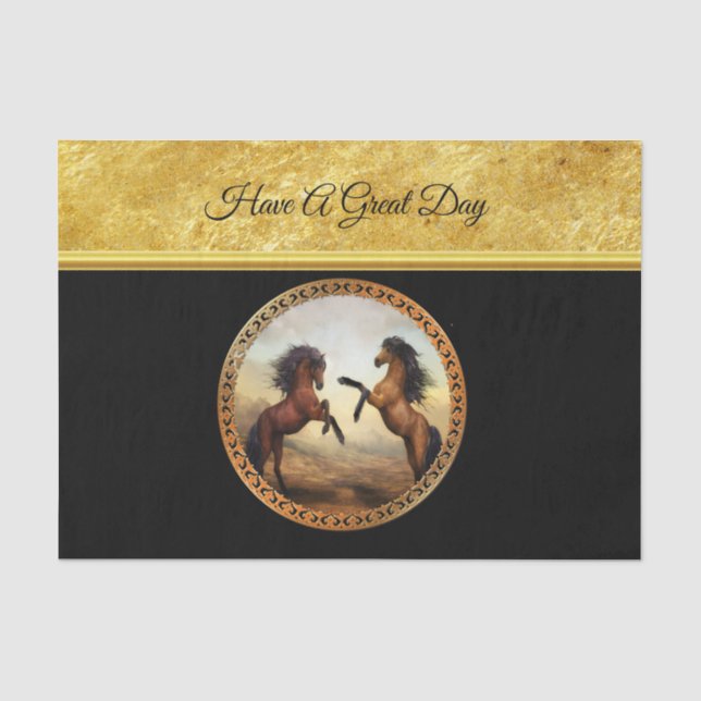 Papier Mousseline chevaux de 1 cadre d'or (Recto)
