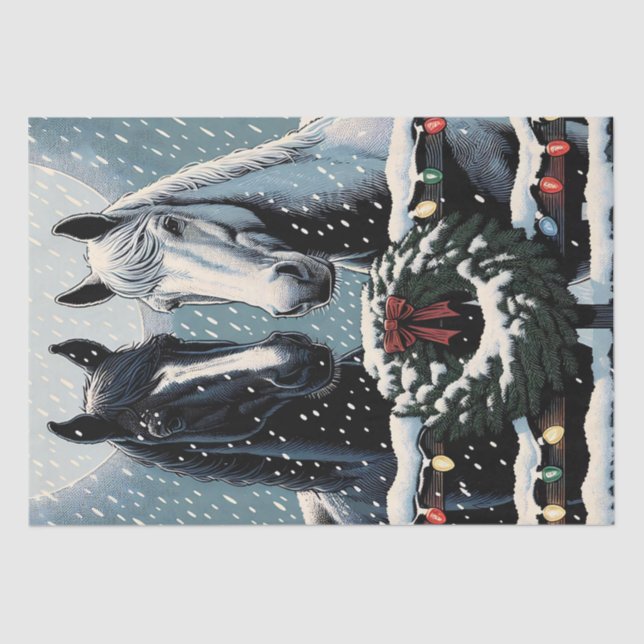 Papier Mousseline Chevaux de fête | Joyeux Noël (Recto)