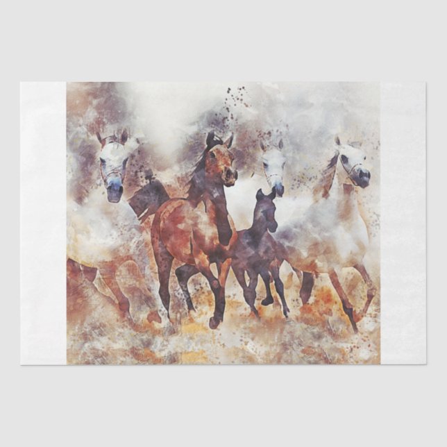 Papier Mousseline Chevaux sauvages Western 15x15 Découpage Papier de (Recto)